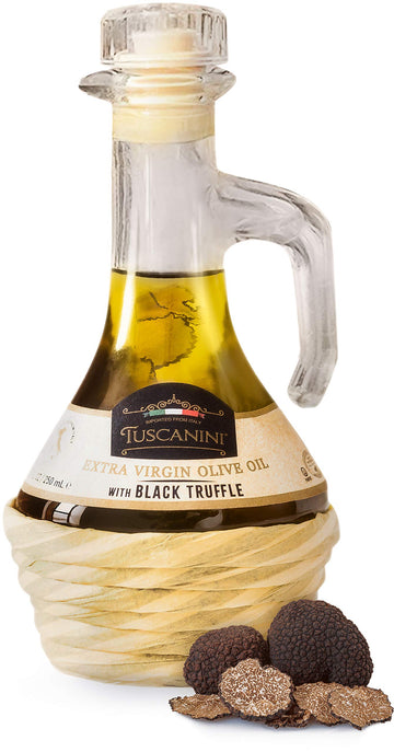 Tuscanini Black Truffle Oil, Made With Premium Italian Extra Virgin Olive Oil, Real Truffle Shavings In The Bottle, 8.5Oz, Cold-