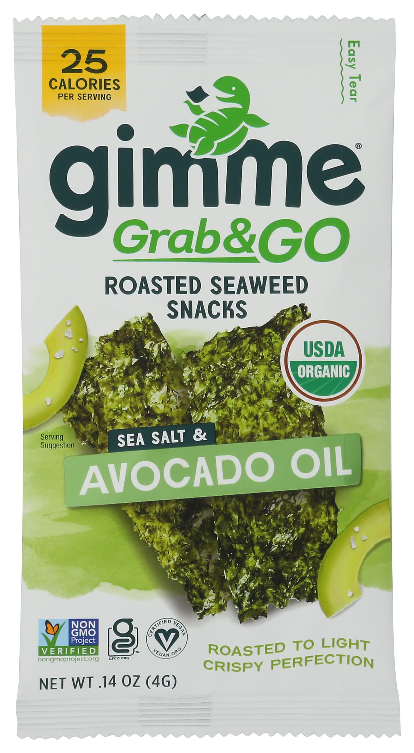 Gimme Organic Sea Salt & Avocado Oil Seaweed Grab & Go Singles, 0.14 OZ