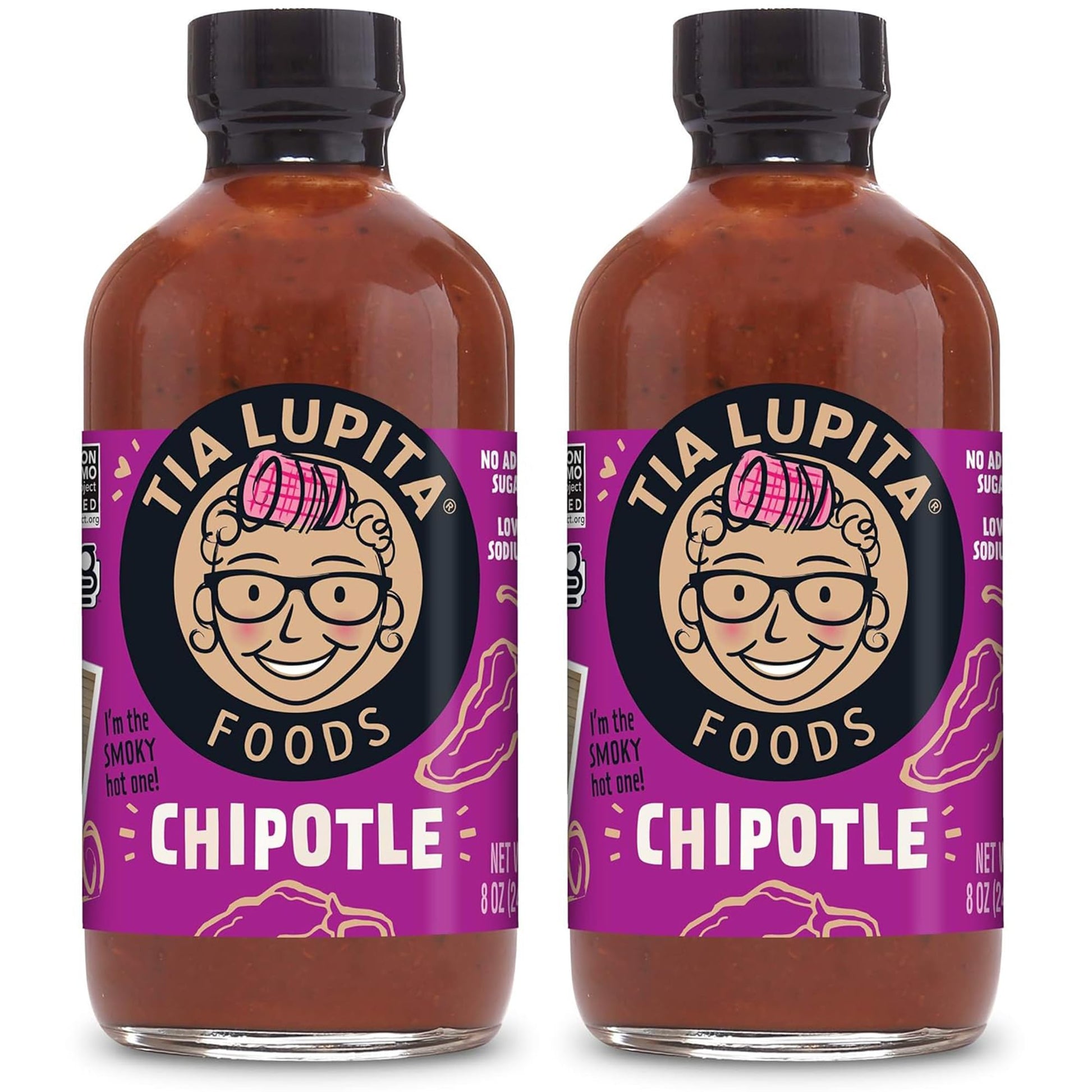 Tia Lupita Chipotle Hot Sauce 8 Oz (Pack of 2) Medium Spice with Smoky-Sweet Flavor - Gluten-Free, Non-GMO, Sugar-Free, Low Sodi