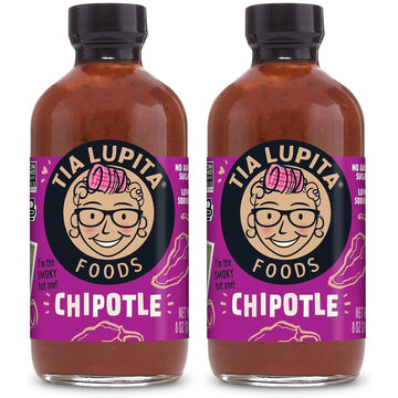 Tia Lupita Chipotle Hot Sauce 8 Oz (Pack of 2) Medium Spice with Smoky-Sweet Flavor - Gluten-Free, Non-GMO, Sugar-Free, Low Sodi