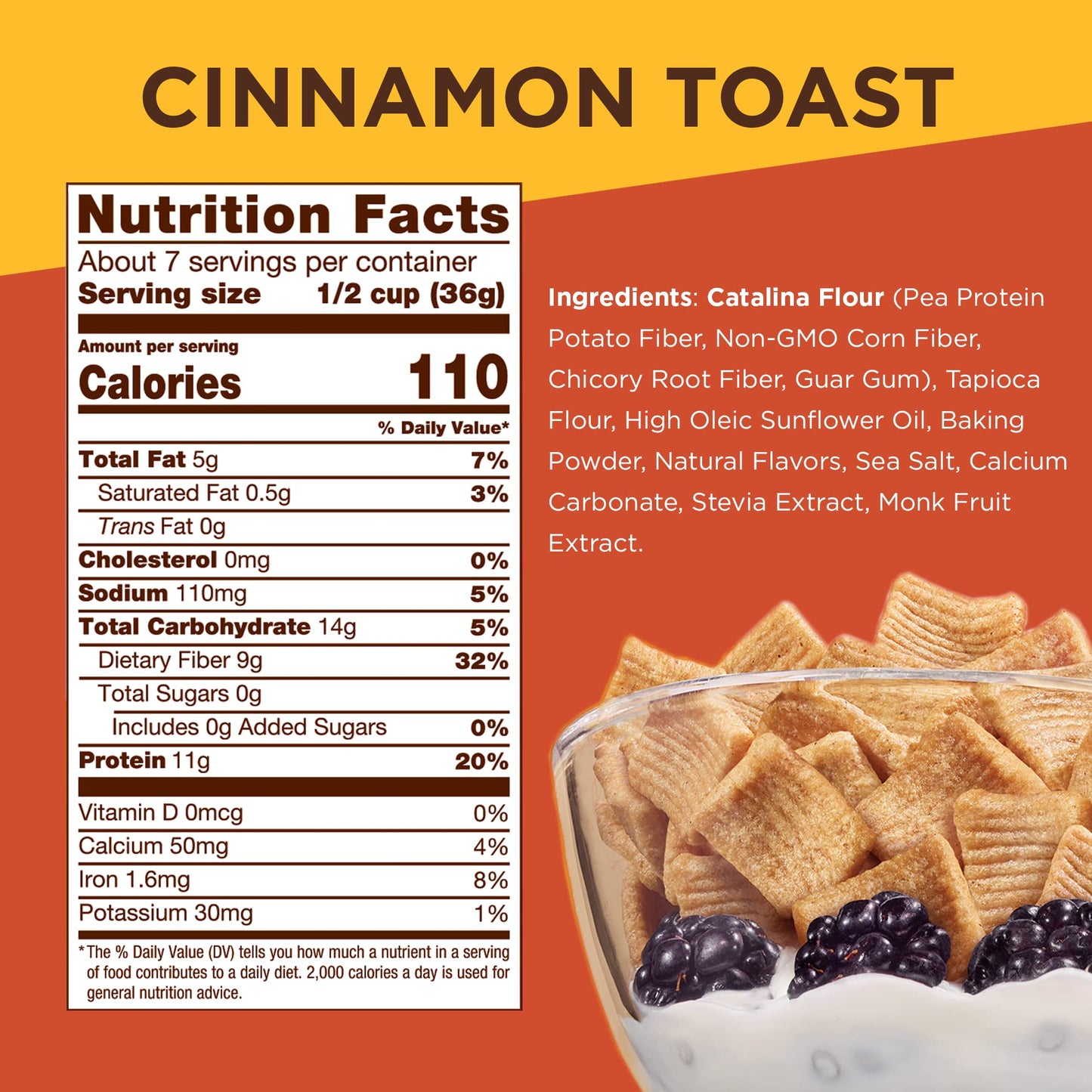 Catalina Crunch Cinnamon Toast Keto Cereal (9Oz Bag)  Low Carb, Sugar Free, Gluten Free, Grain Free  Keto Snacks, Vegan, Plant B