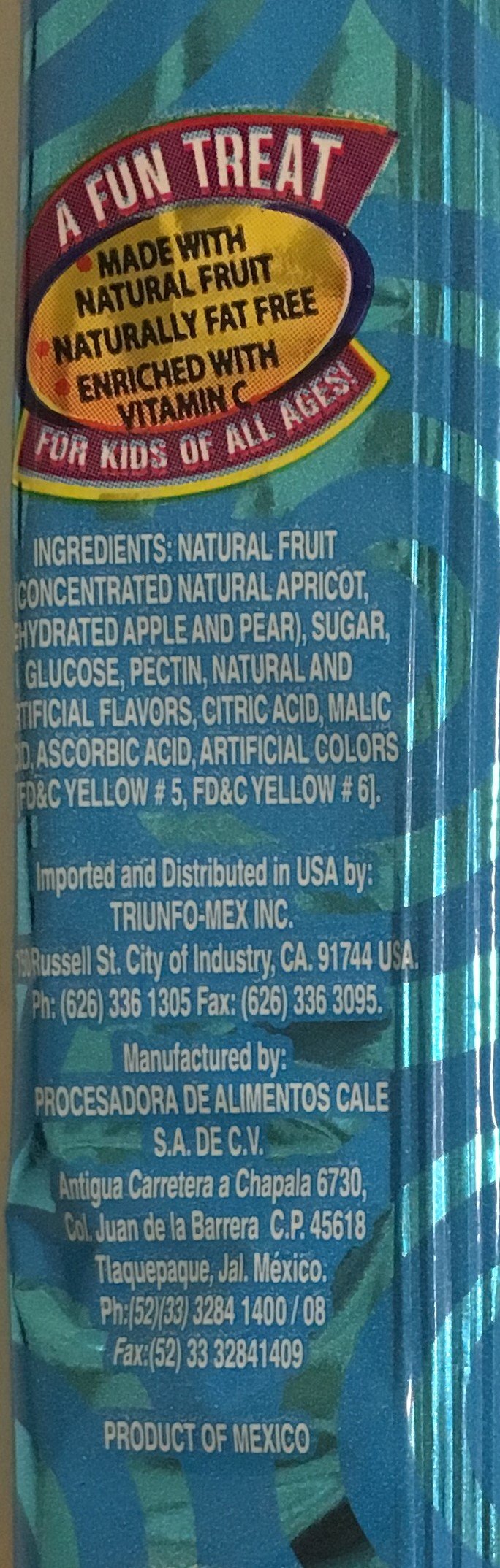 0.75oz Jovy Fruit Roll Snack, Apricot (16 Single Packets Per Order)