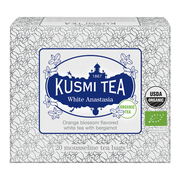Kusmi Tea - White Anastasia - Organic Blend of White Tea with Bergamot - Enjoy Hot or Iced - Smooth, Flavourful Tea - 20 Tea Bag