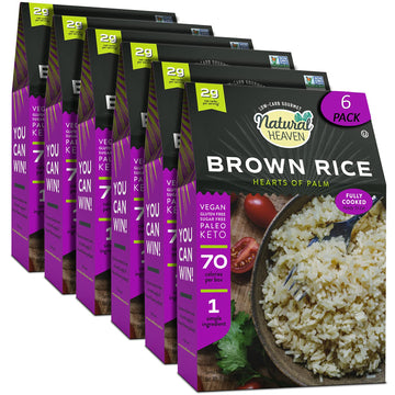 Natural Heaven Hearts Of Palm Rice, Brown - Low-Carb And Low-Calorie Brown Rice, Keto, Paleo, Plant-Based Healthy Food, Ready To
