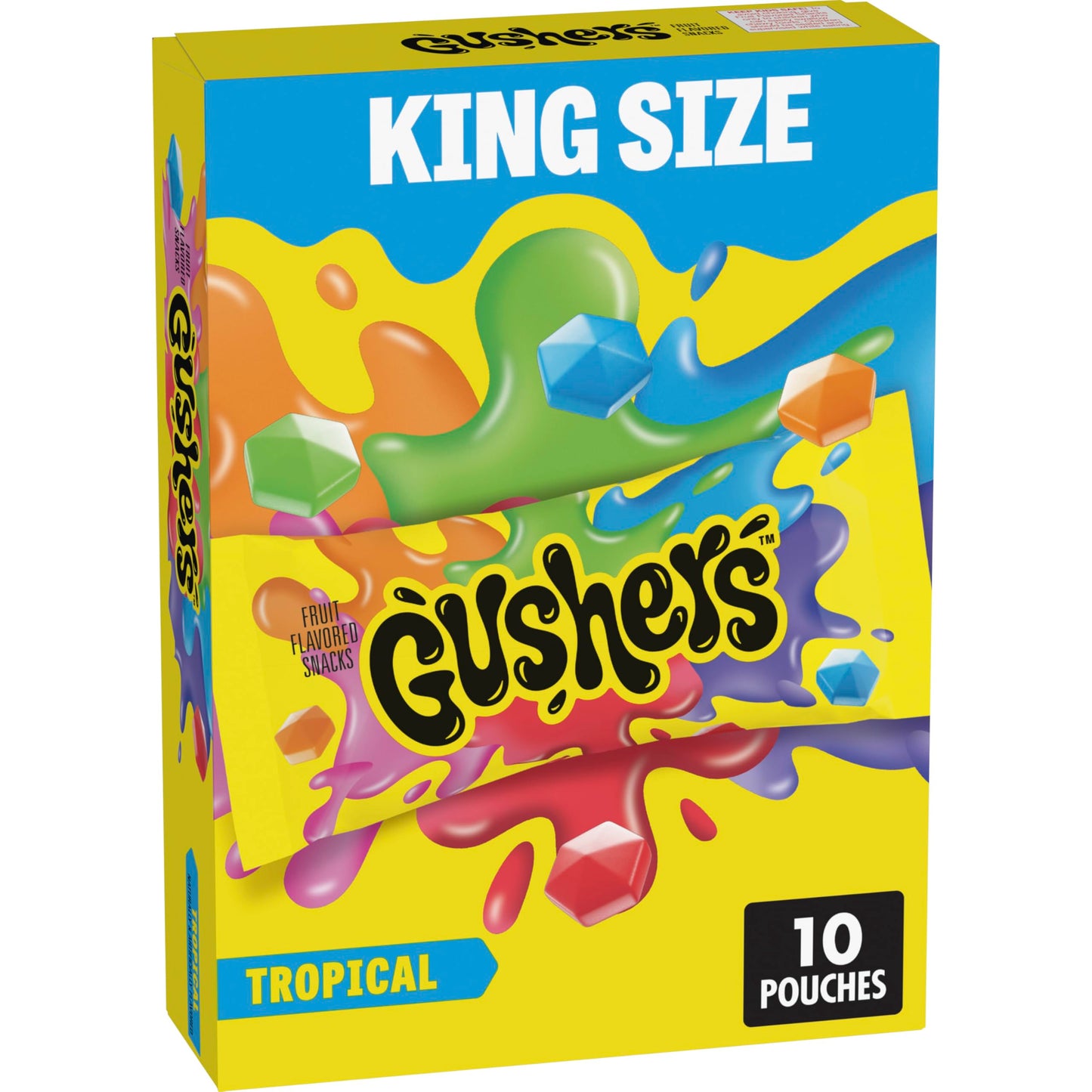 Gushers Fruit Flavored Snacks  King Size Pouches  Tropical Flavor  10 Ct  19 oz