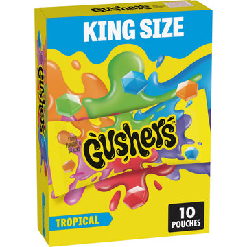 Gushers Fruit Flavored Snacks  King Size Pouches  Tropical Flavor  10 Ct  19 oz