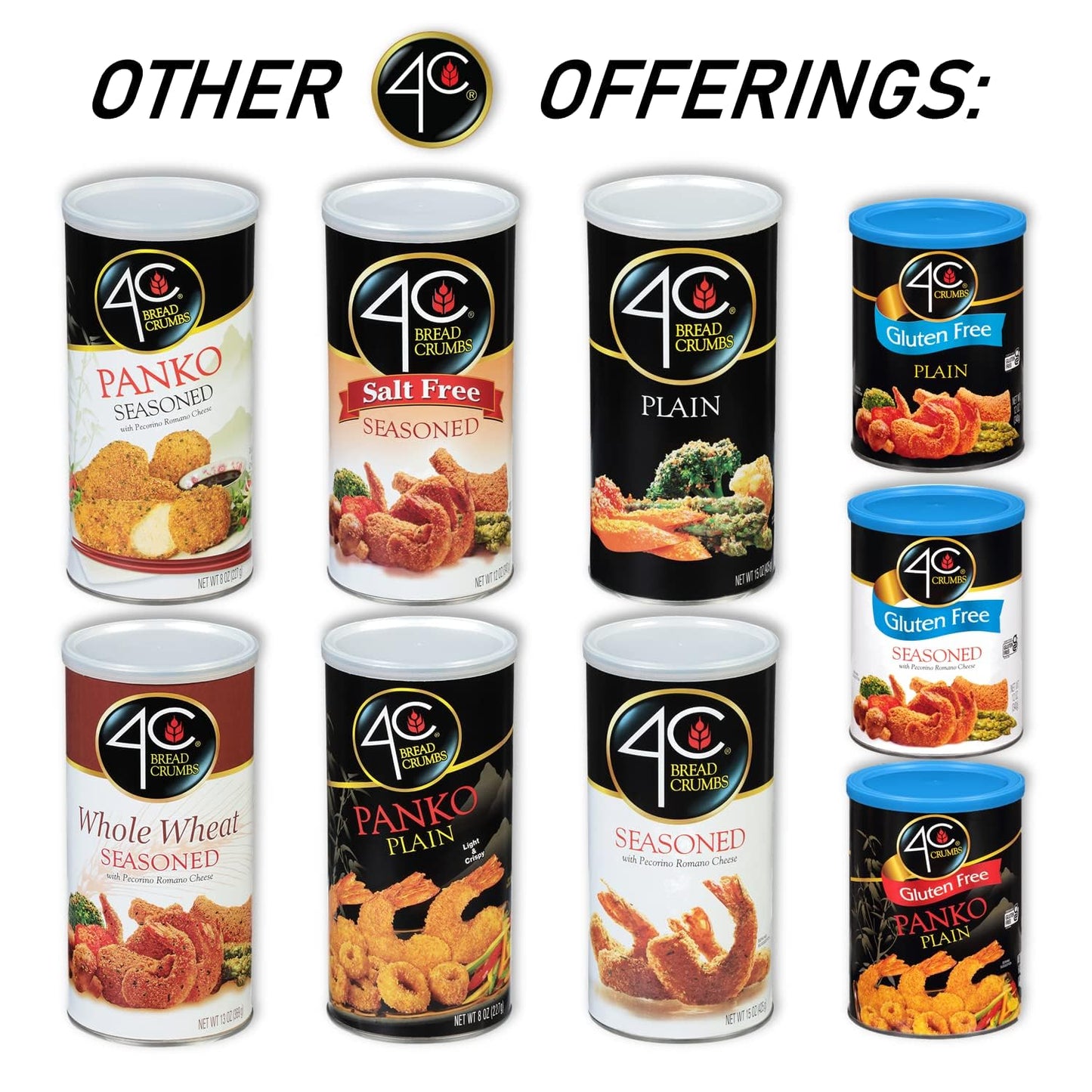 4C Gluten Free Bread Crumbs, Seasoned, 12 Ounce - Flavorful & Crunchy, Perfect for Cooking & Baking, Value Pack