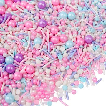 Pastel Sprinkles for Cake Decoratiing, Pink Purple Blue White Sprinkles Mix Jimmies, Confetti for Baking, Cookies, Cupcake, Ice 