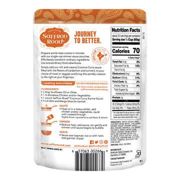 Saffron Road Coconut Curry Simmer Sauce – Indian Curry Sauce, Stir Fry & Marinade, No Artificial Flavors, Colors, Or Preservatives, Non-Gmo, Gluten-Free, Halal, Kosher, Vegetarian (7 Oz, Pack Of 4)