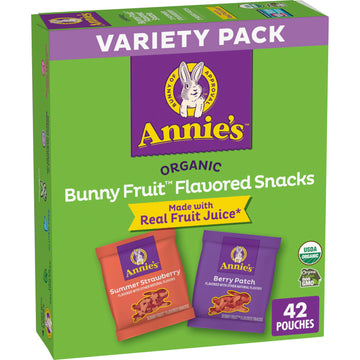 Annie'S Organic Berry Patch And Summer Strawberry Bunny Fruit Snacks, Variety Pack, Halloween Candy Alternative, 42 Count, 29.4 