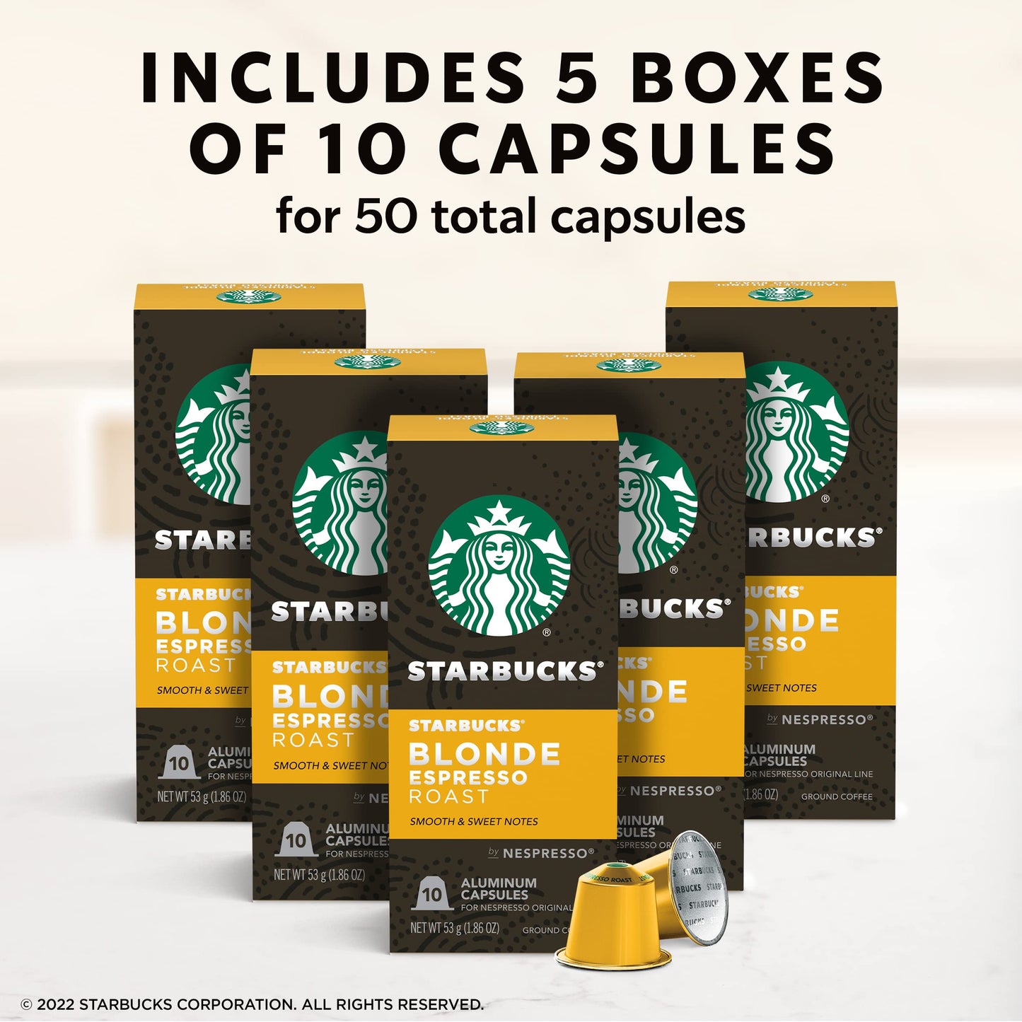 Starbucks By Nespresso Original Line Blonde Roast Espresso 50-Count Espresso Pods