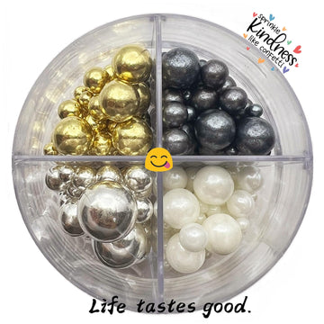Se Si&Moos White And Gold Pearl Sprinkles For Cake Decorating White And Black Sugar Pearls Gold And Silver Edible Pearls 4 Color
