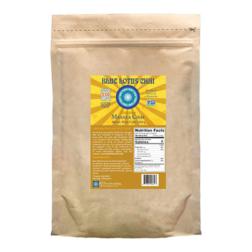 Blue Lotus Chai - Golden Masala Chai - Makes 530 Cups - 1 Pound Bulk Bag Masala Spiced Chai Powder With Organic Spices - Instant