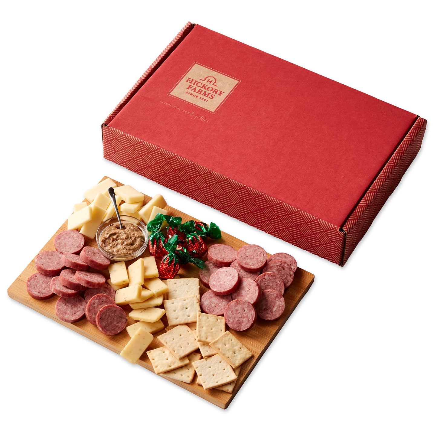 Hickory Farms Farmhouse Meat & Cheese Gift Basket - Small Charcuterie Board Food for Holidays, Housewarming, Sympathy, Care Package