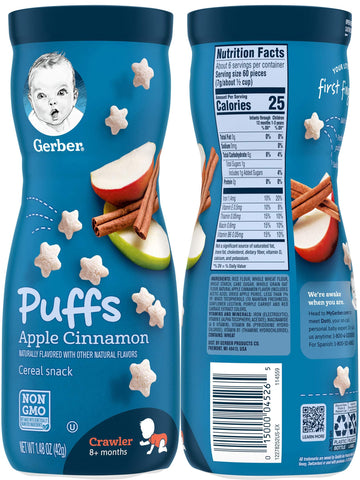 Gerber Puffs Variety Pack, 1 Strawberry Apple, 1 Blueberry, 1 Apple Cinnamon, 3 Ct