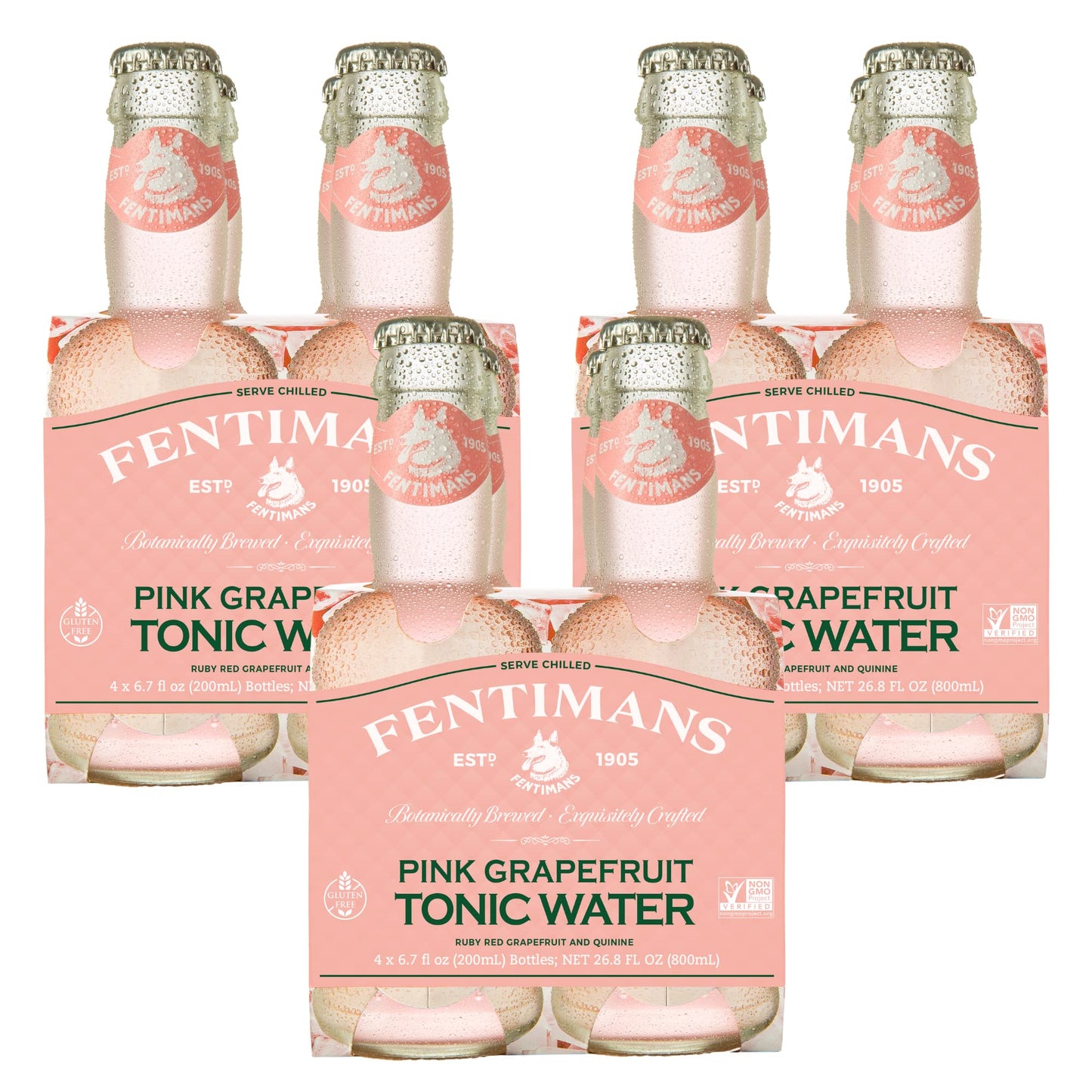Fentimans Sparkling Pink Grapefruit Tonic Water - Craft Soda, All Natural Ingredients - 6.7 Fl Oz (Pack of 12)