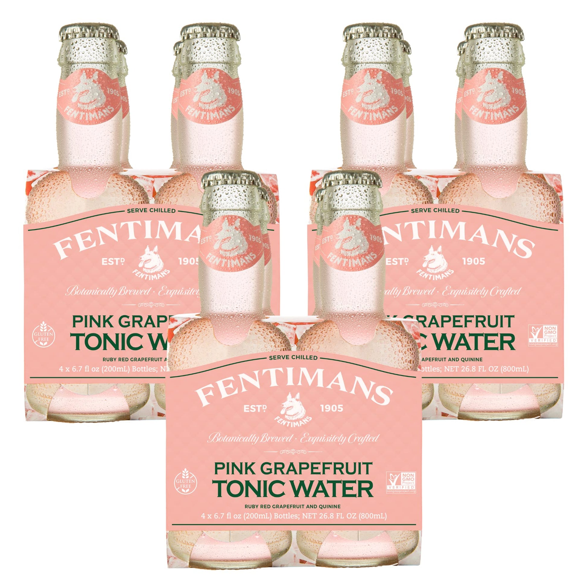 Fentimans Sparkling Pink Grapefruit Tonic Water - Craft Soda, All Natural Ingredients - 6.7 Fl Oz (Pack of 12)