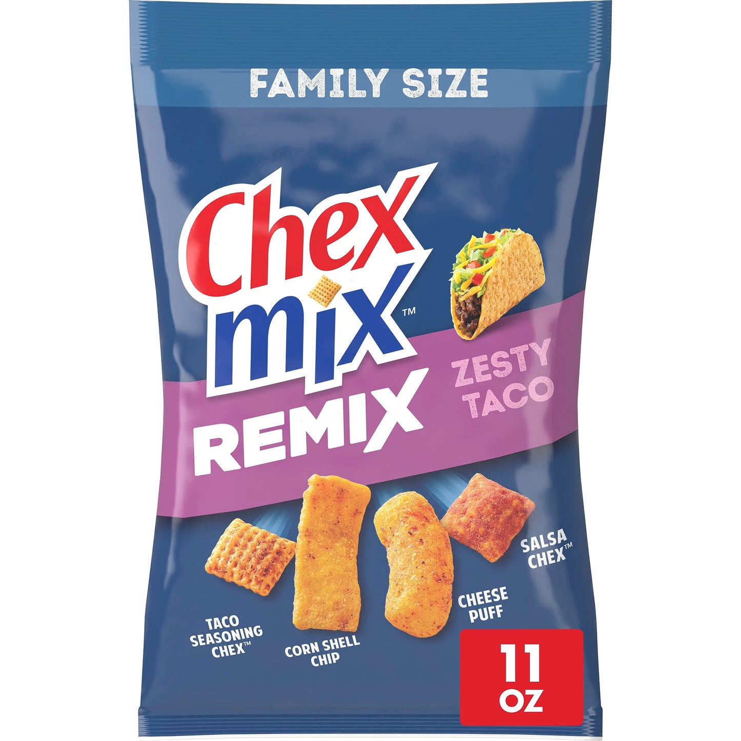 Chex Mix Snack Mix, Zesty Taco Flavor, Savory Snack Bag, 11 oz