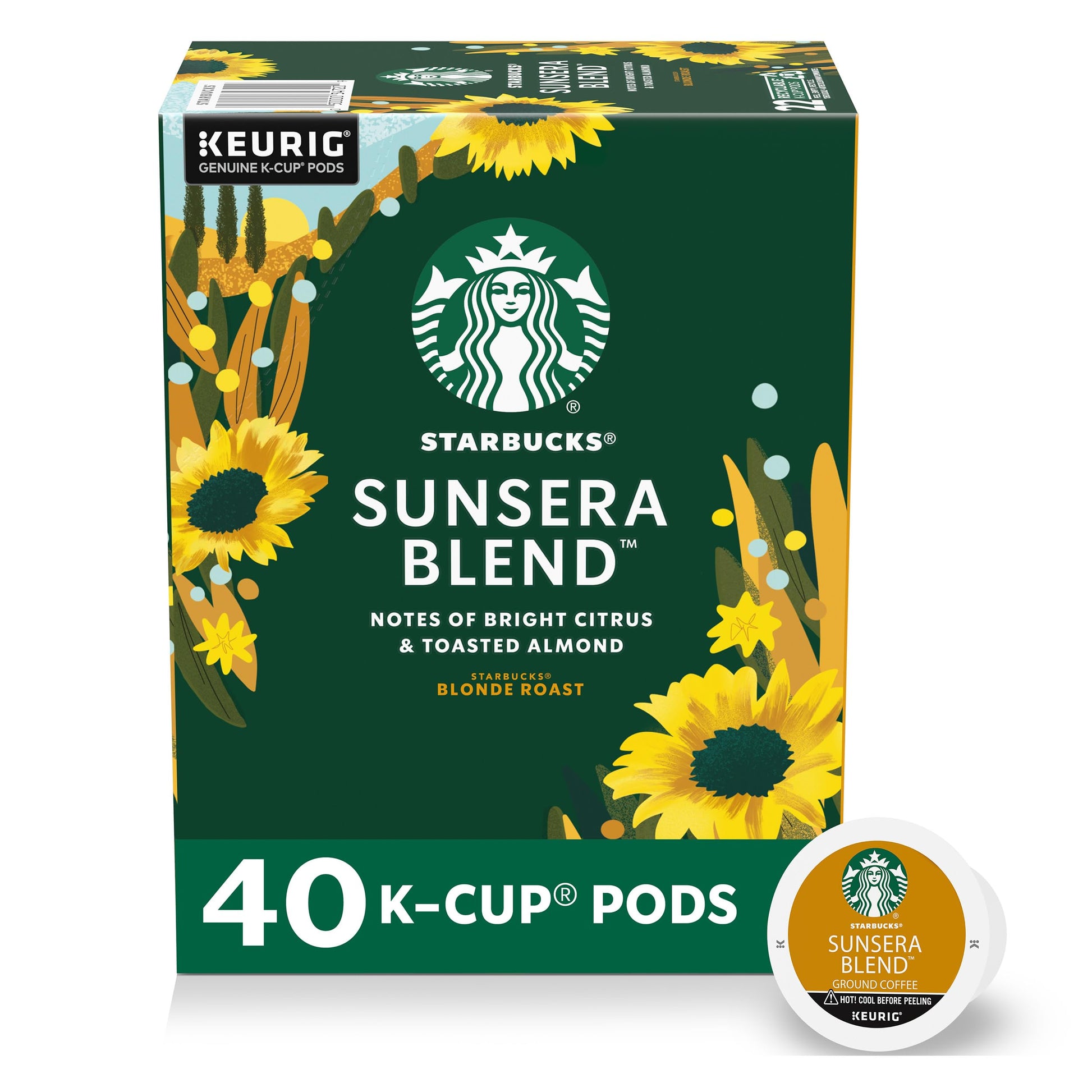 Starbucks K-Cup Coffee Pods  Sunsera Blend For Keurig Coffee Makers  100% Arabica  1 Box (40 Pods)