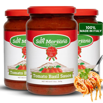 La San Marzano Tomato Basil Sauce, All Natural, Non-GMO, Vegan, Gluten Free, 13 oz (Pack of 3)