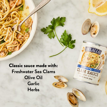 DeLallo White Clam Sauce, Made with Fresh Sea Clams, Authentic Italian Recipe with Olive Oil, Garlic & Herbs, No Preservatives,
