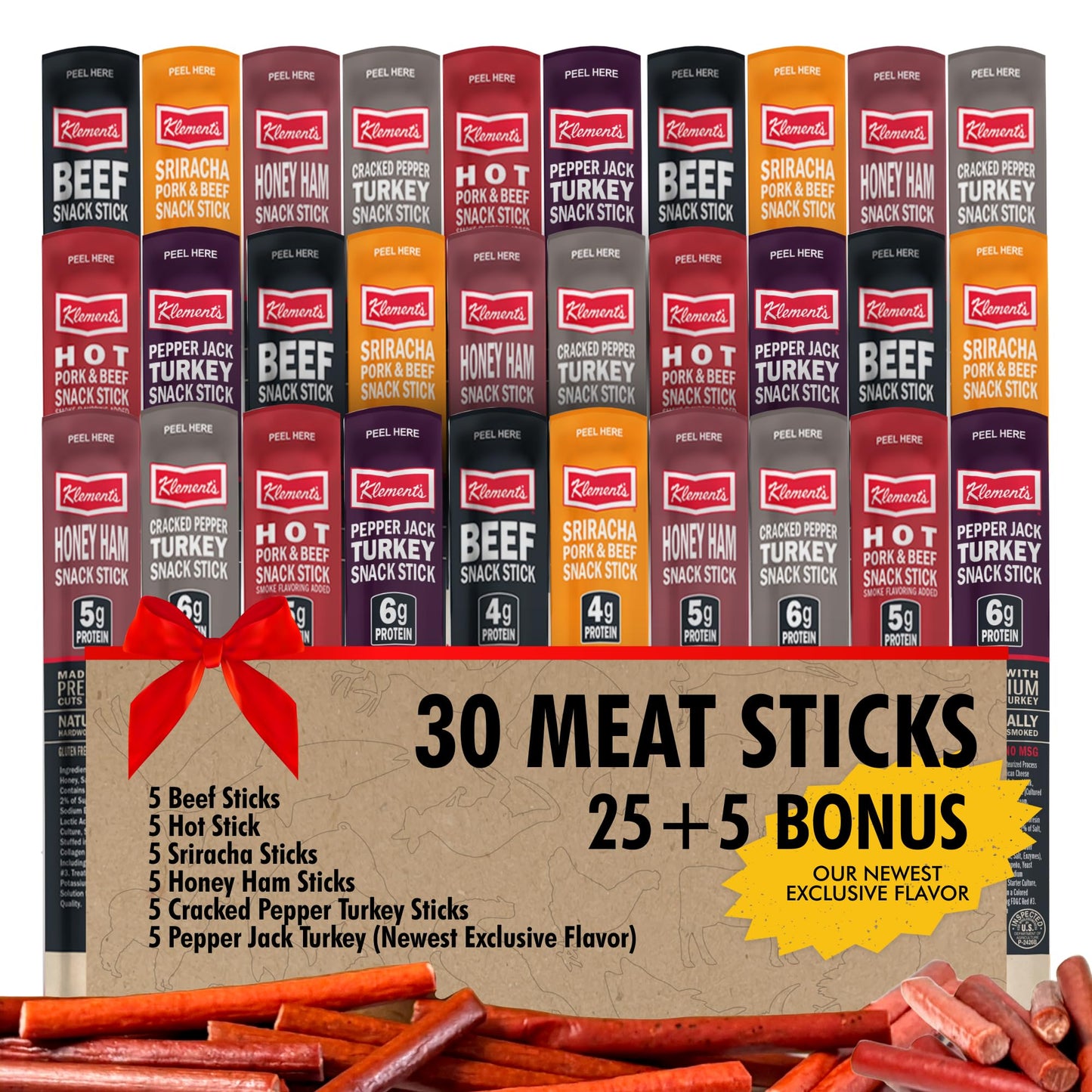 Jerky.Com 12-Pack Meat Stick Variety Pack - Includes Bonus Pepper Jack Turkey Sticks - Bold Meat & Snack Sticks Sampler | High Protein, Low Carb, Keto Friendly | Turkey, Ham, Pork, Beef Jerky Variety Pack | Jerky Gifts For Men