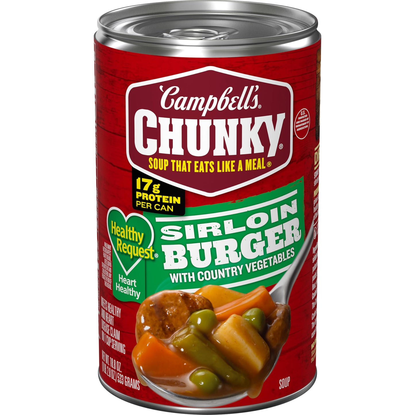 Campbells Chunky Healthy Request Sirloin Burger With Country Vegetables Beef Soup, 18.8 oz Can