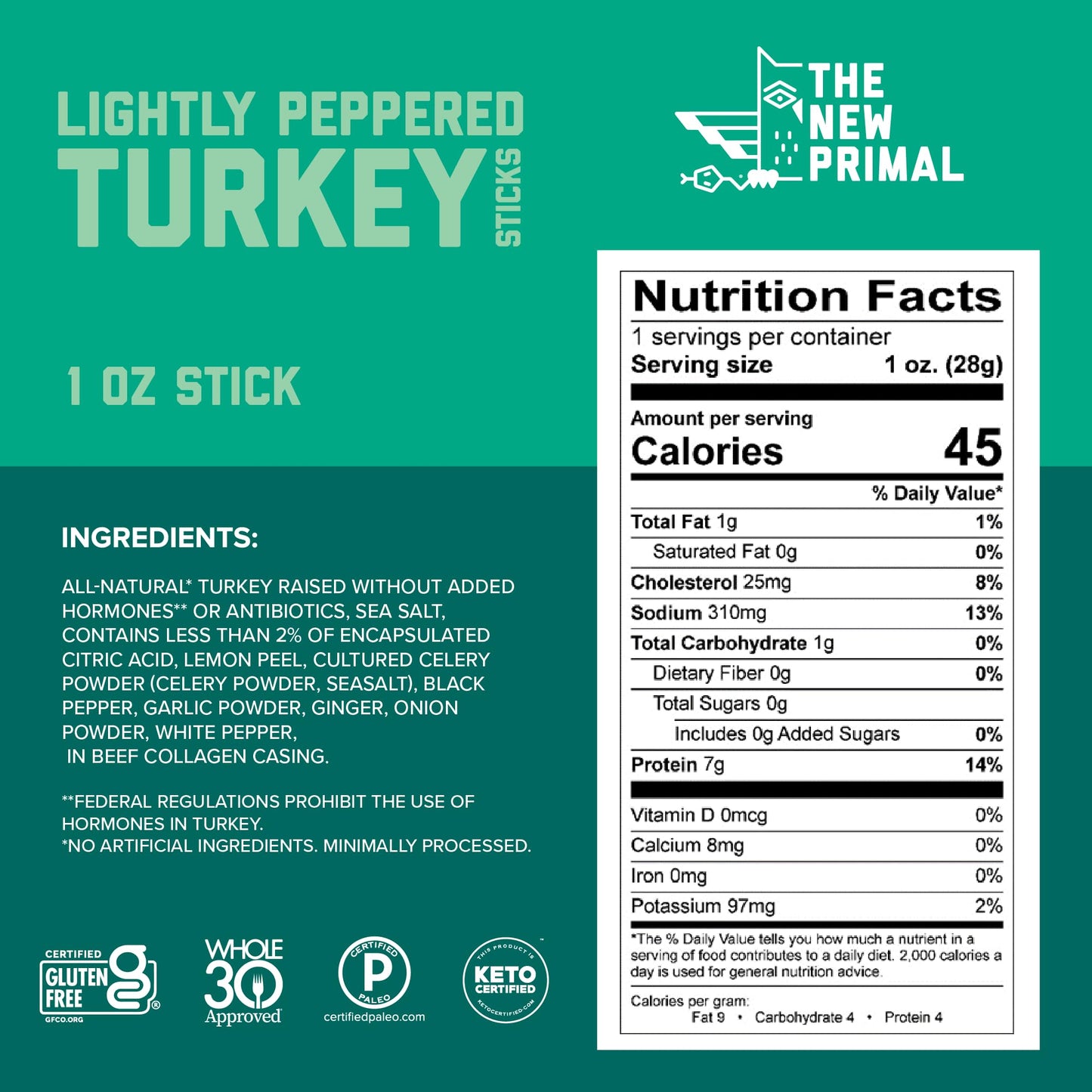 New Primal Meat Sticks Sampler, Grass-Fed Beef, All Natural Chicken and Turkey, Keto & Gluten Free Healthy Snacks for Adults, Su