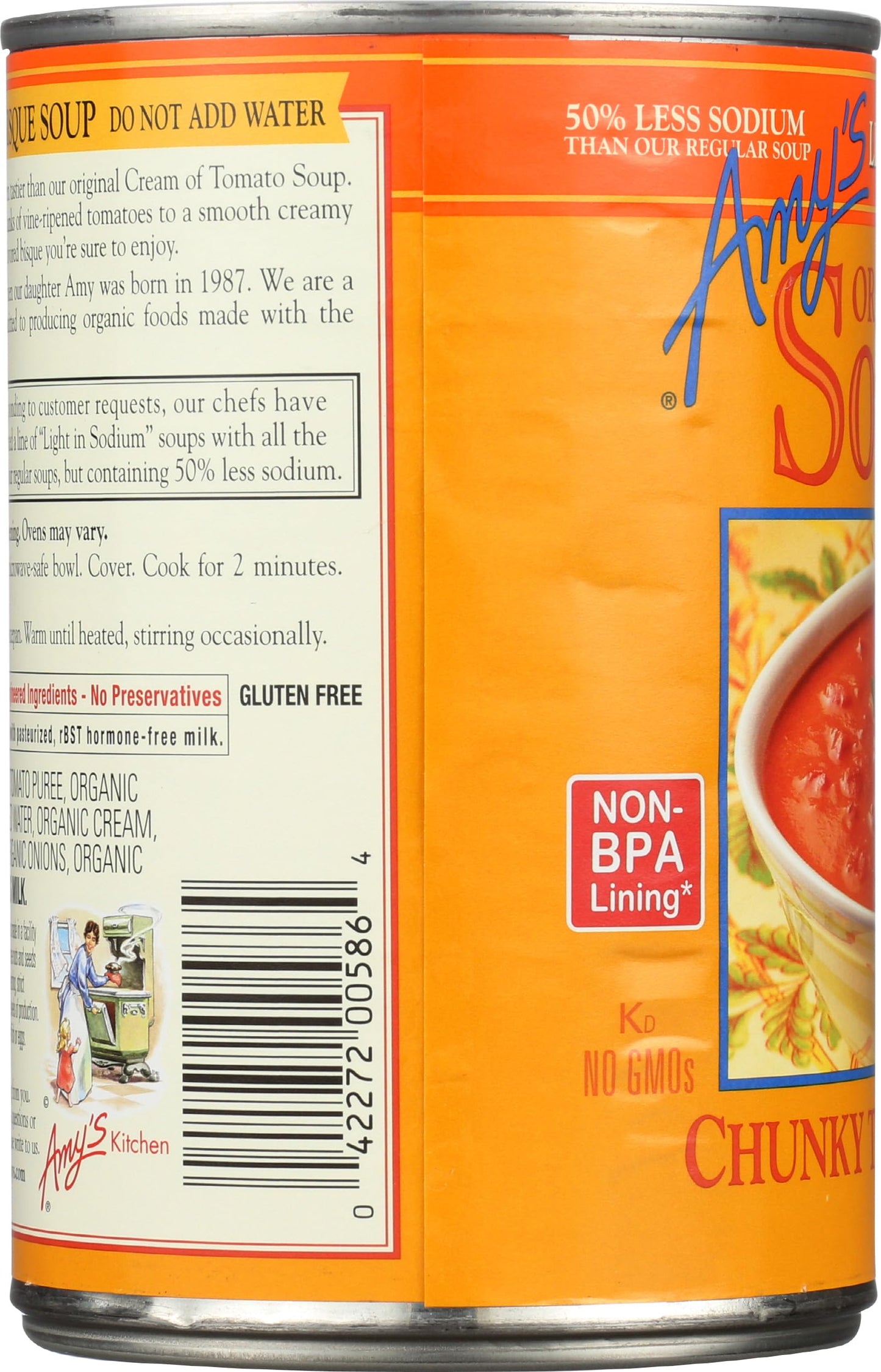 Amys, Soup Tomato Chunky Bisque Low Sodium Organic, 14.5 Ounce