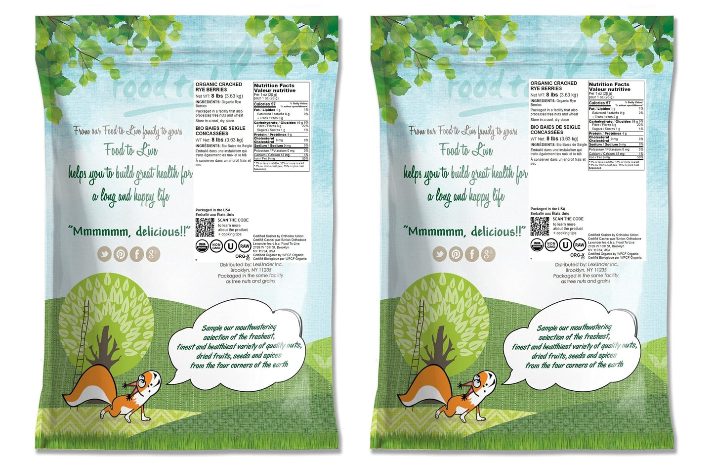Food To Live Organic Cracked Rye Berries, 16 Pounds - Non-Gmo. Crushed & Sifted Groats. Raw, Vegan, Kosher, Bulk. Broken Whole G
