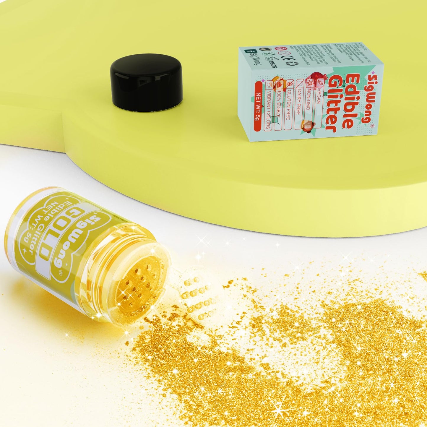 Gold Edible Glitter - 5G Food Grade Cake Decorating Shimmering Glitter, Edible Sprinkle Luster Dust For Drinks, Chocolates, Fond