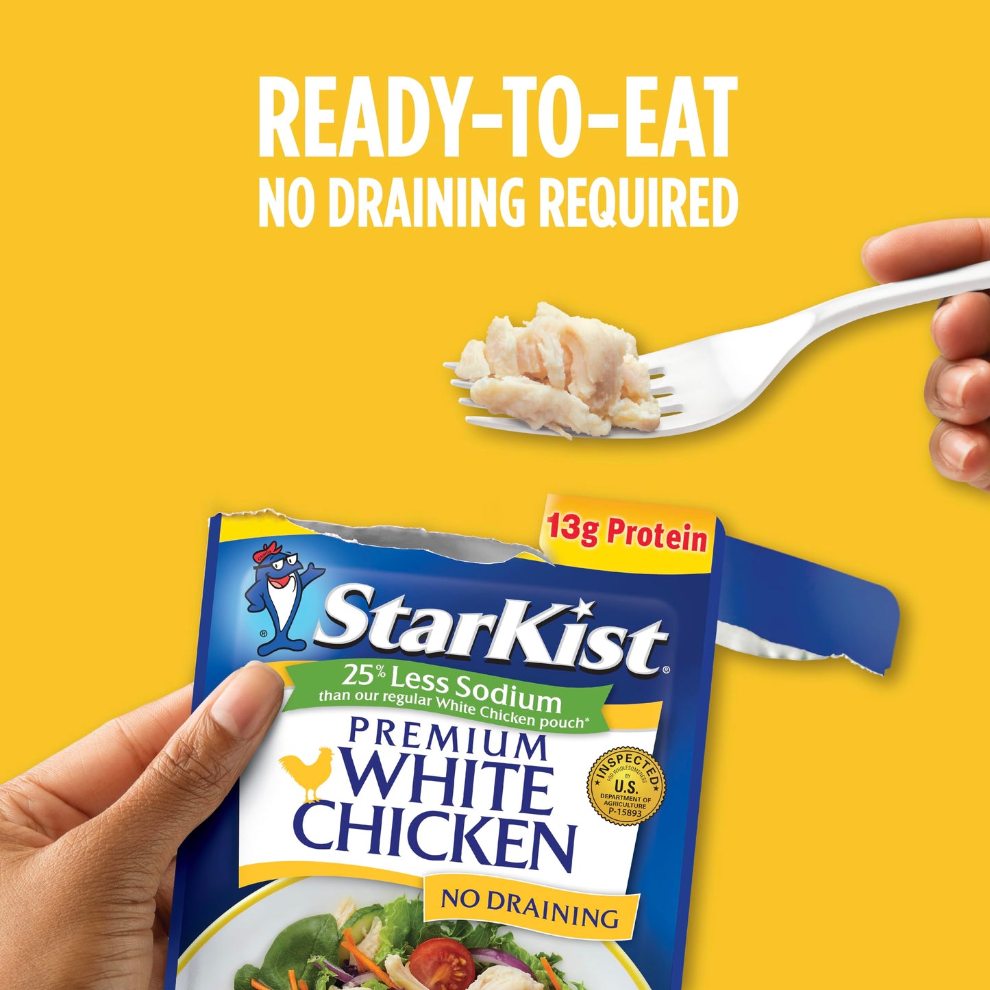 Starkist Less Sodium Premium White Chicken - 2.6 Oz Pouch (Pack Of 12)
