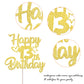 YCTHUNFISH 13th Birthday Cake Topper Glitter Heart Star Gold Bamboo Decoration