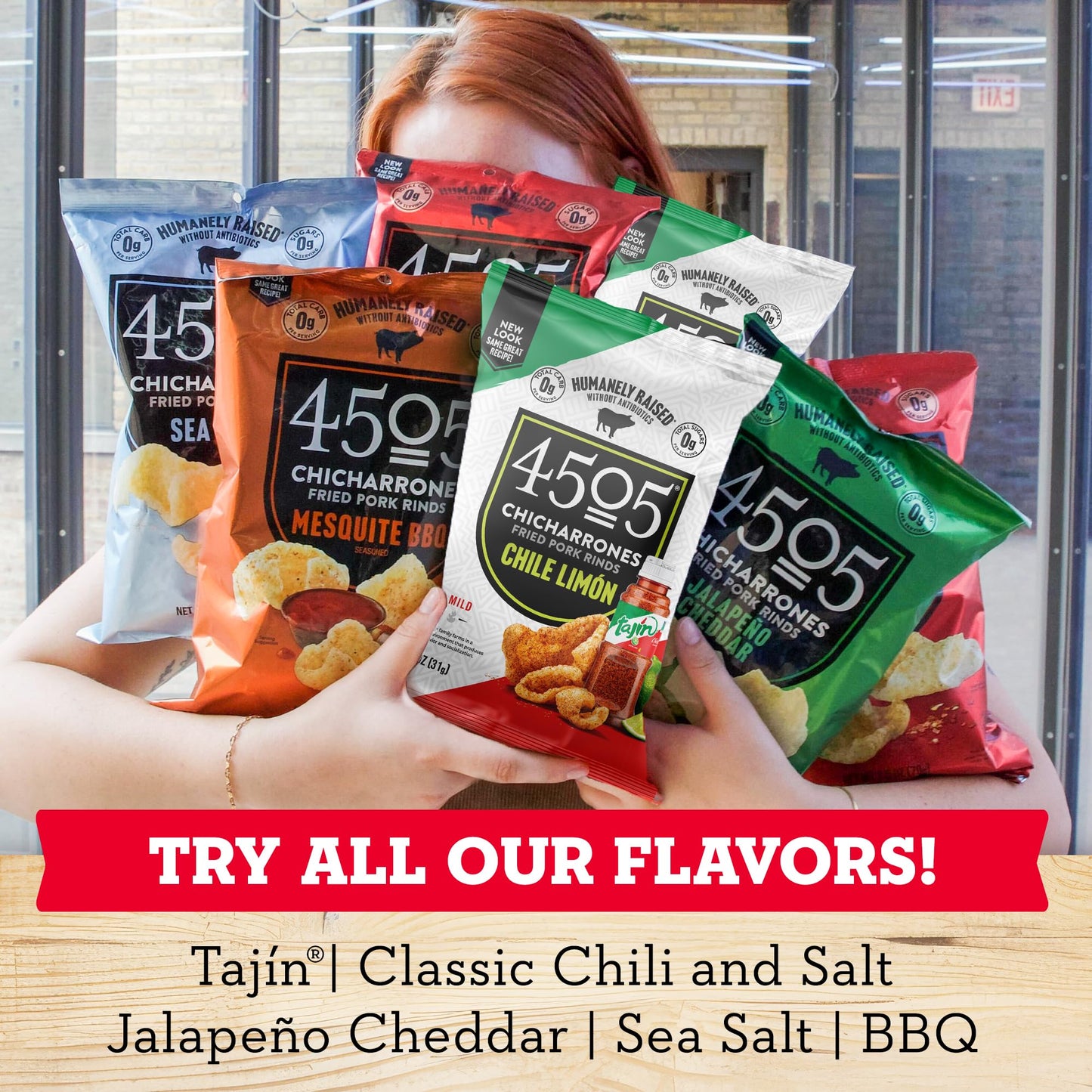 4504 Chicharrones Fried Pork Rinds - Flavored Pork Skins - Low Carb, Gluten-Free, Protein Snack (Classic Chili & Salt)