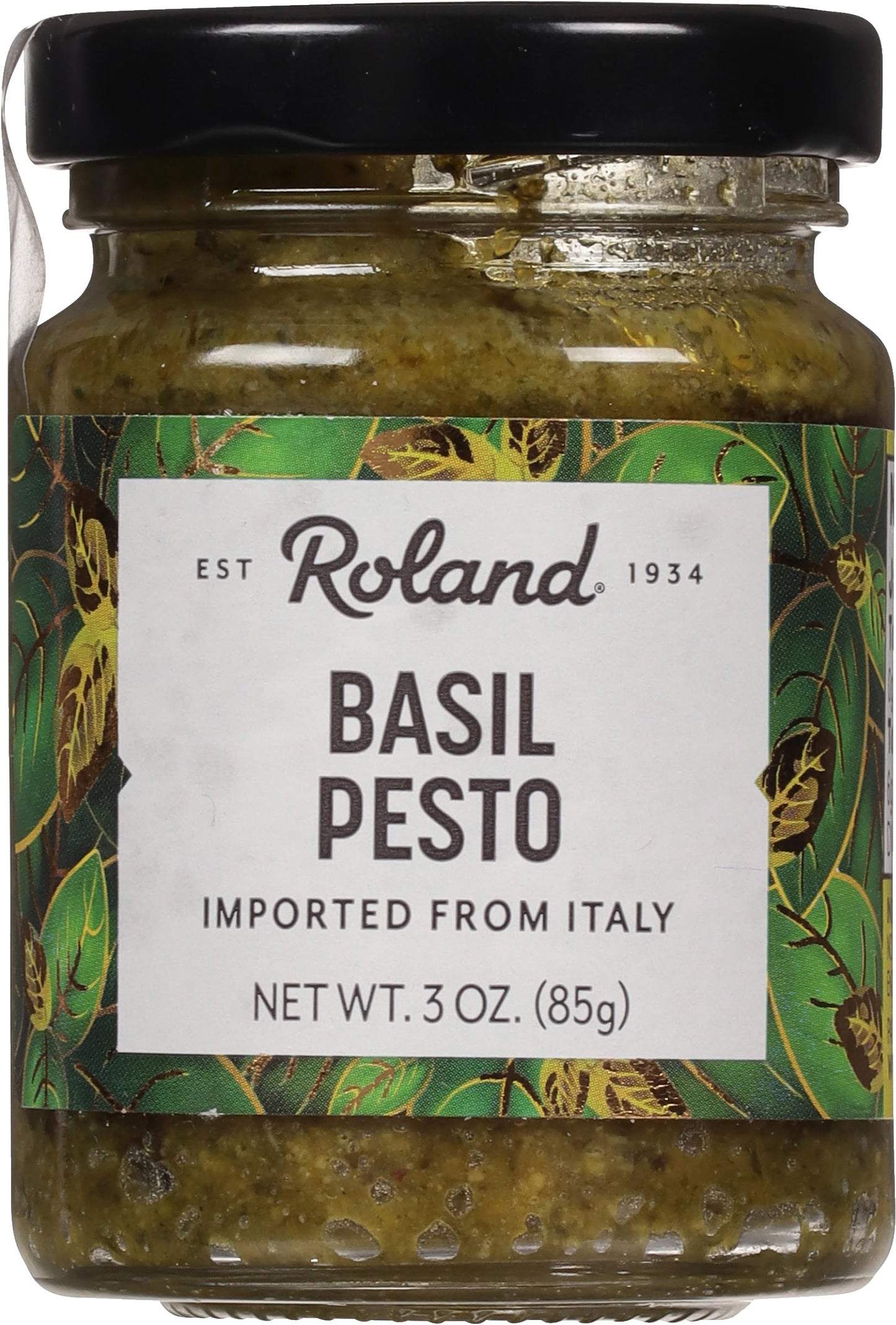 Roland Foods Basil Pesto with Olive Oil, Specialty Imported Food, 3-Ounce Bottle