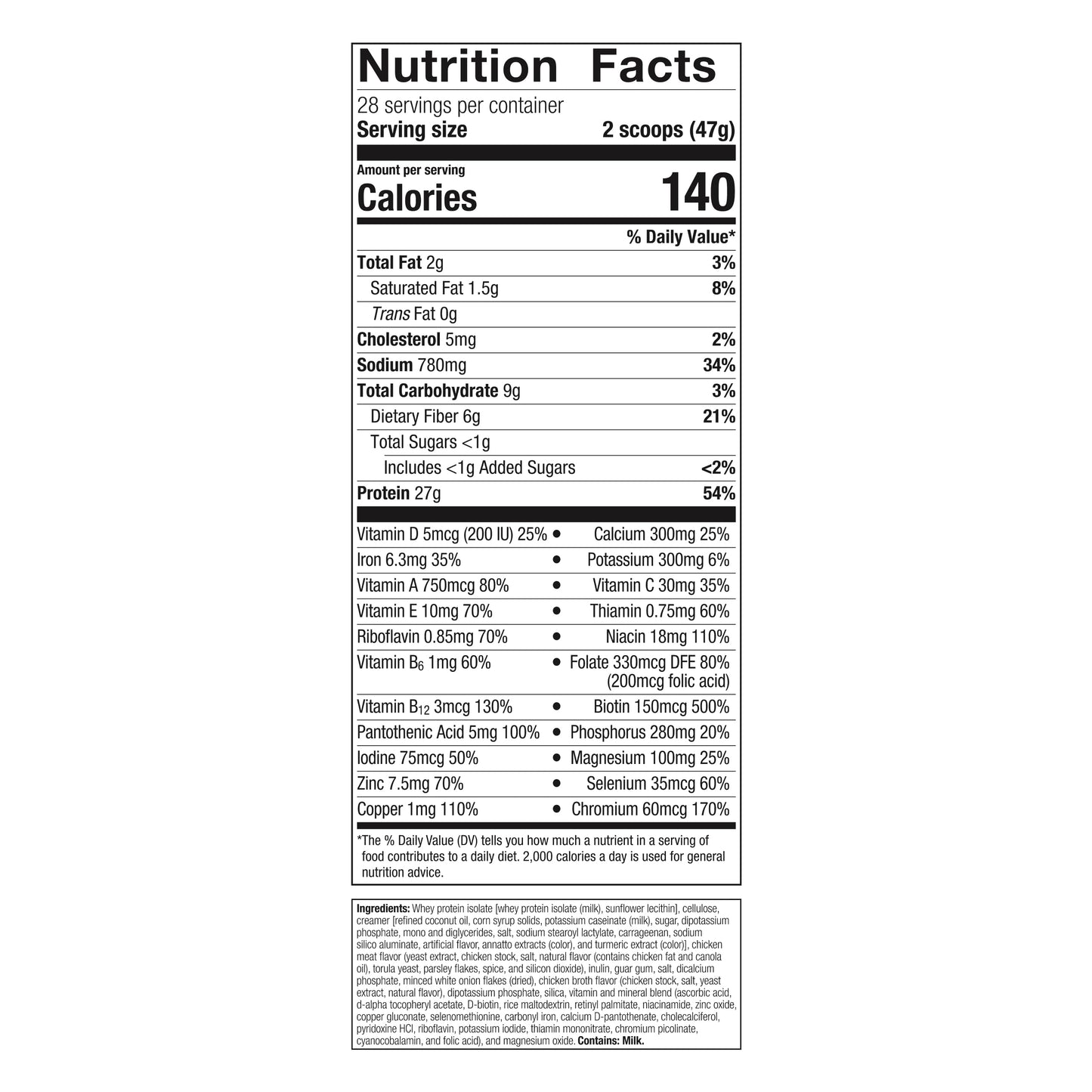 Bariatric Advantage High Protein Meal Replacement Drink Mix, Chicken Soup, 27g Protein, 46.42 Ounce