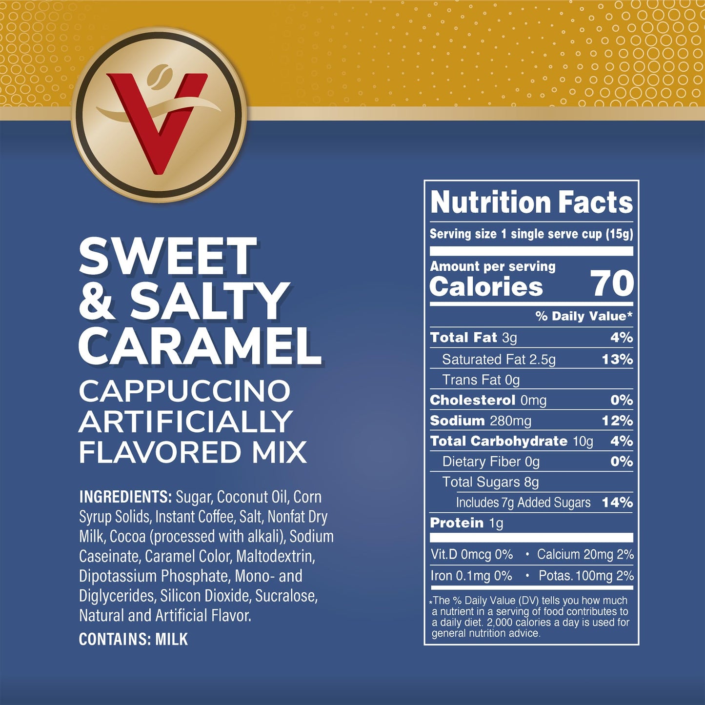 Victor Allens Coffee Cappuccino Mix, Sweet and Salty Caramel, 42 Count K-Cup Pods for Keurig, Brown