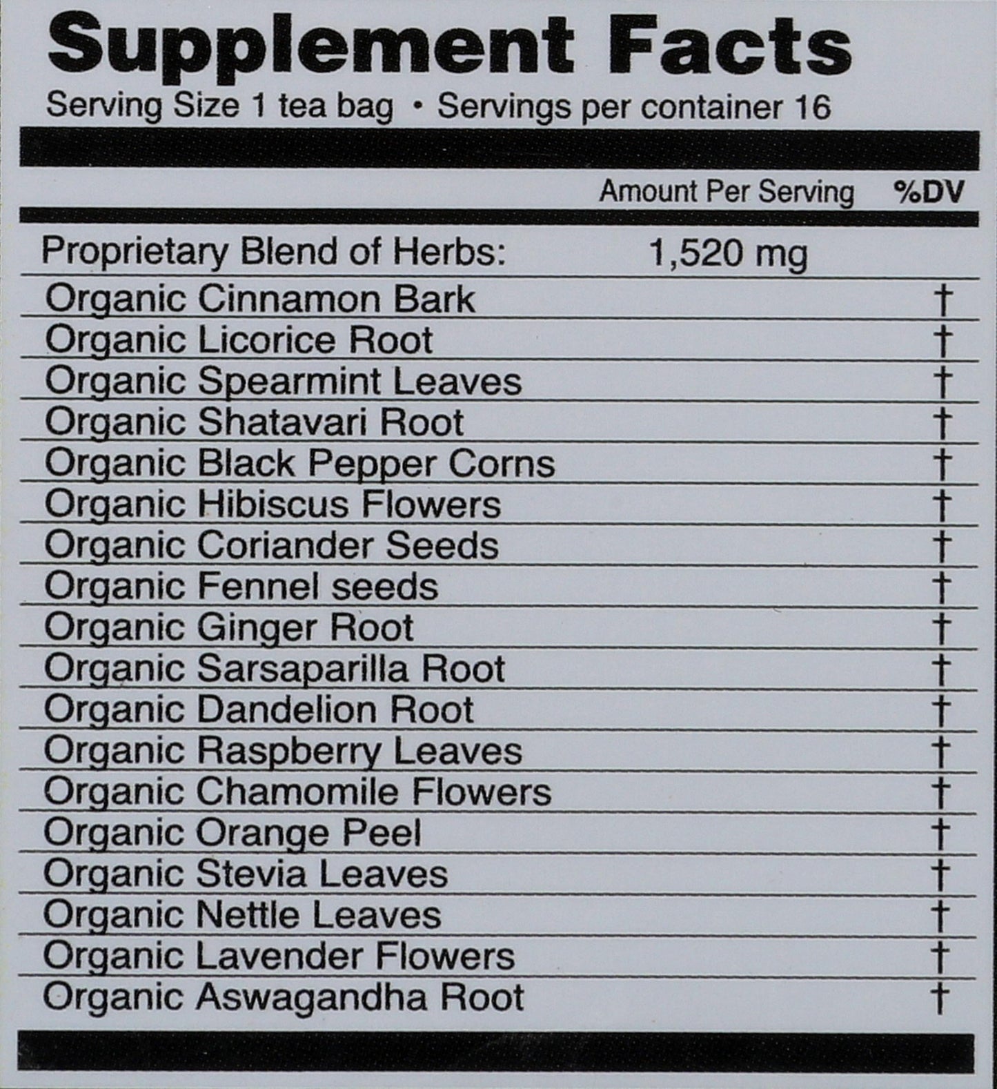 Herbal Cup Womens Tea, Organic Harmony & Balance, Caffeine-Free, 16 Count, Pack of 1