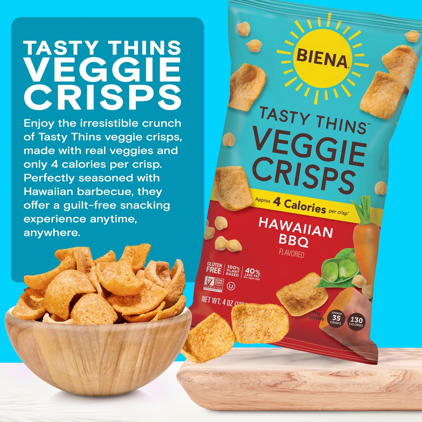 Biena Crisps Tasty Thins Hw Bbq 4 OZ