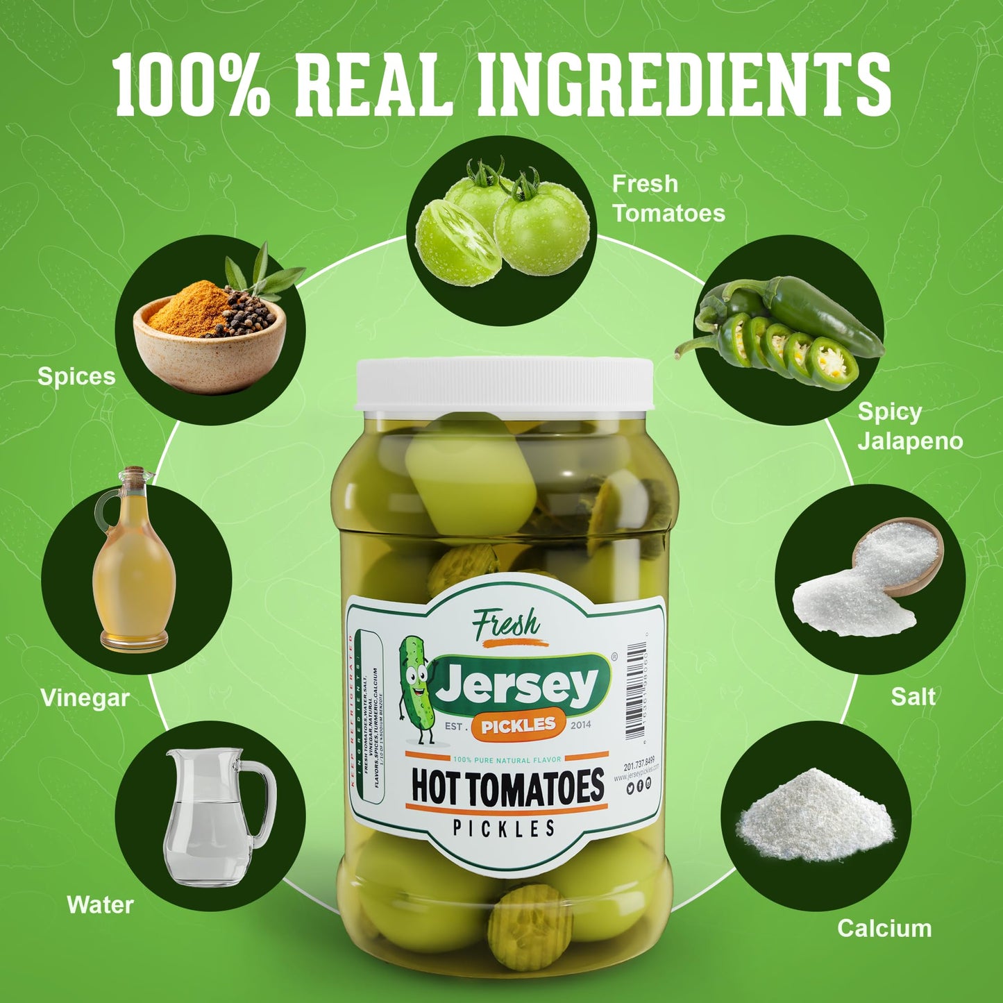 Jersey Pickles - Hot Pickled Tomatoes (Gallon) - Pickled Vegetable - Handcrafted Gourmet Topping for Sandwiches  Charcuterie & More