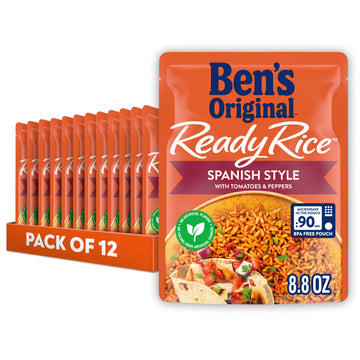 BEN S ORIGINAL Ready Rice Spanish Style Flavored Rice, Easy Dinner Side, 8.8 OZ Pouch (Pack of 12)