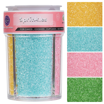 Sanding Sugar Pastel Sprinkles for Cake Decorating, 4 Colors Sparkling Green Yellow Pink Blue Decorating Coarse Sugar Crystals S