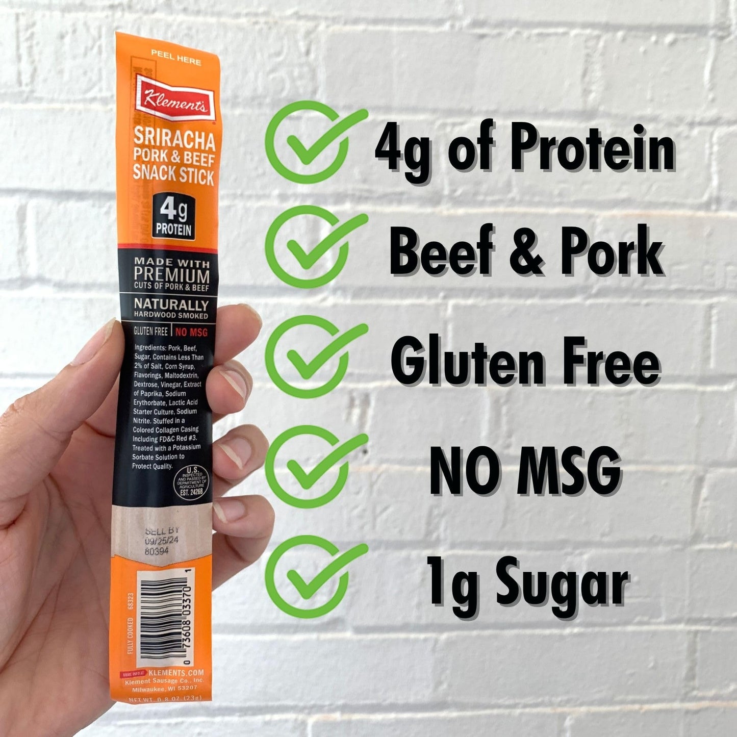 Jerky.Com Sriracha Pork And Beef Snack Sticks 10 Pack | Low Carb, Low Sugar, High Protein Keto Snacks | Delicious Gluten Free Beef Sticks | Gifts For Men & Women