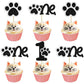Gyufise Dog Paw Cupcake Toppers, 24 Pcs, Glitter, 2.4 inches, Black, First Birthday Party Decorations