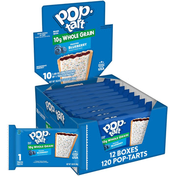 Pop-Tart Made with Whole Grain, Toaster Pastries, Frosted Blueberry, 1.76oz (120 Count)