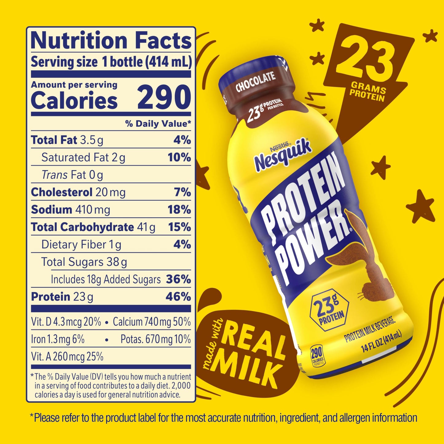 Nesquik Protein Power Chocolate Protein Milk Drink, Ready to Drink
