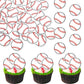 Rsstarxi 48 Pack Edible Baseball Cupcake Toppers - Sport Ball Theme, 1.3x1.3 inch, Perfect for Kids Birthday Parties and Baby Showers