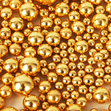 Kasvan Gold Pearl Sugar Sprinkles - Edible Candy Pearls 130G/4.58 Oz, Mix Size Cake Candy, Decorate Cakes, Cookies, Ice Cream (B