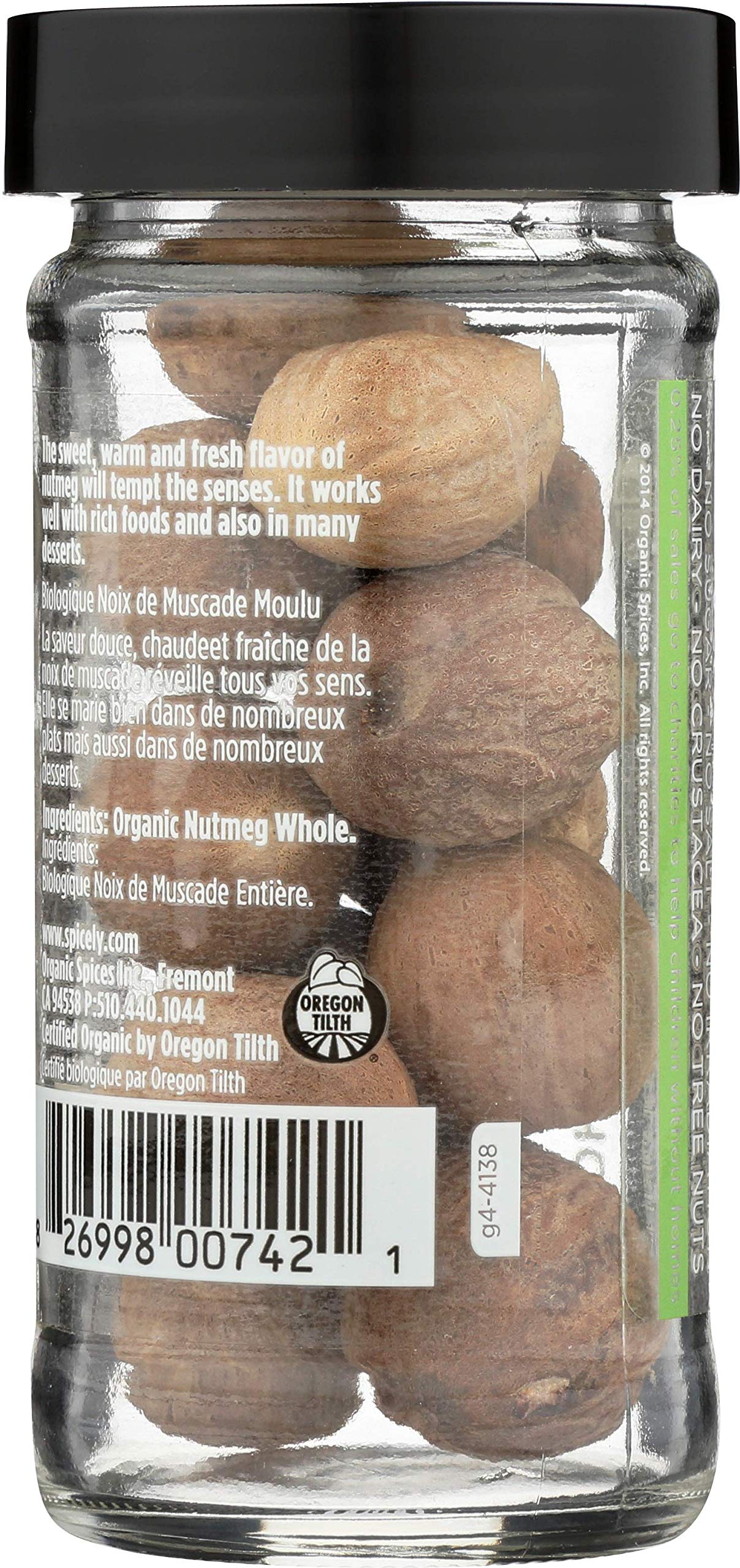 SPICELY Organic Nutmeg Jar Whole, 1.4 OZ