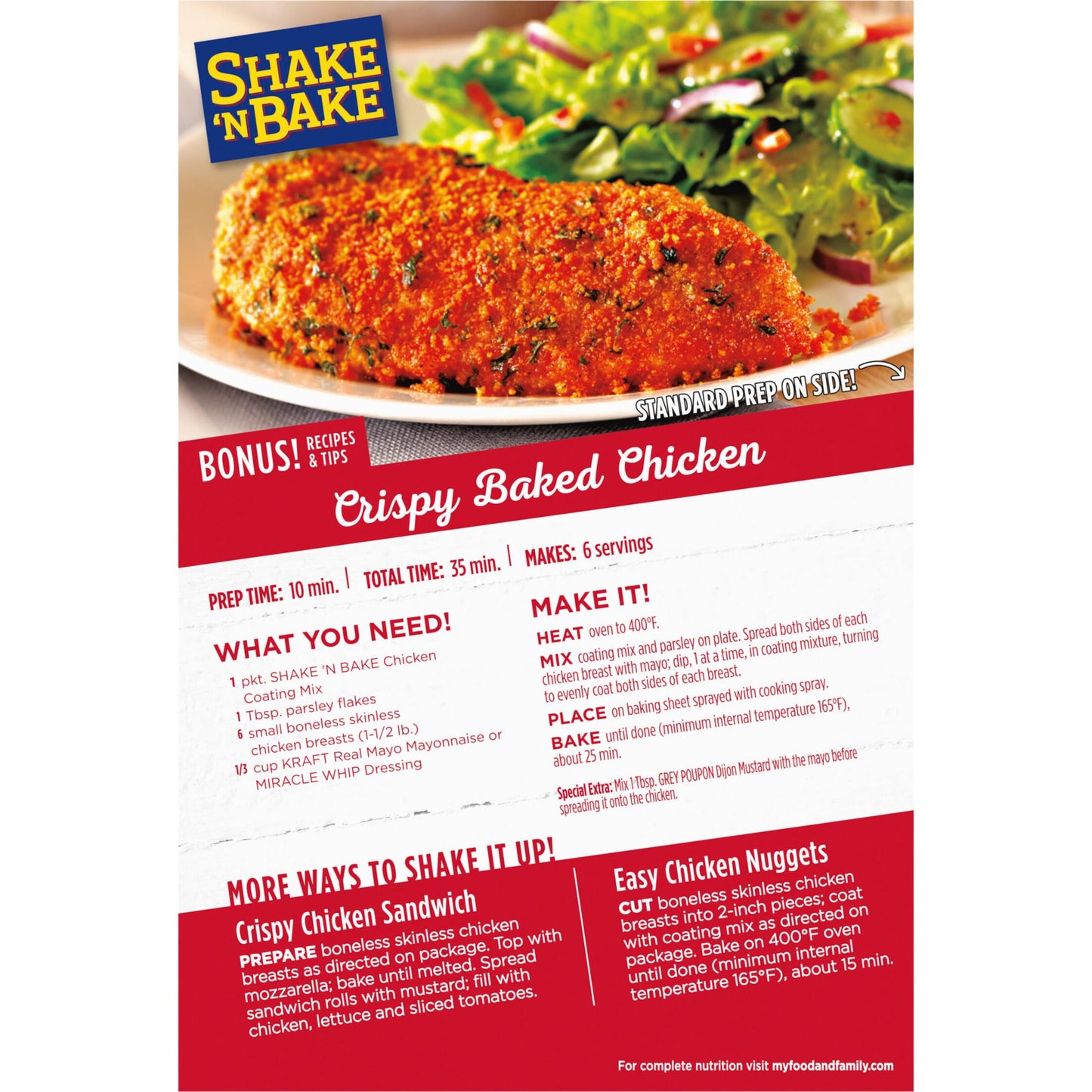 Shake N Bake, Original Chicken Seasoned Coating Mix, 4.5 Oz